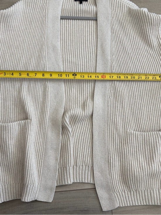 Quince Organic Cotton Oversized Knit Ribbed Cardigan Sweater Speckled Beige L - Picture 7 of 9